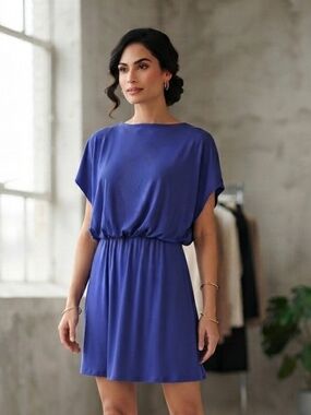Rampage Cobalt Blue Short Blouson Dress With Open Back Size Med